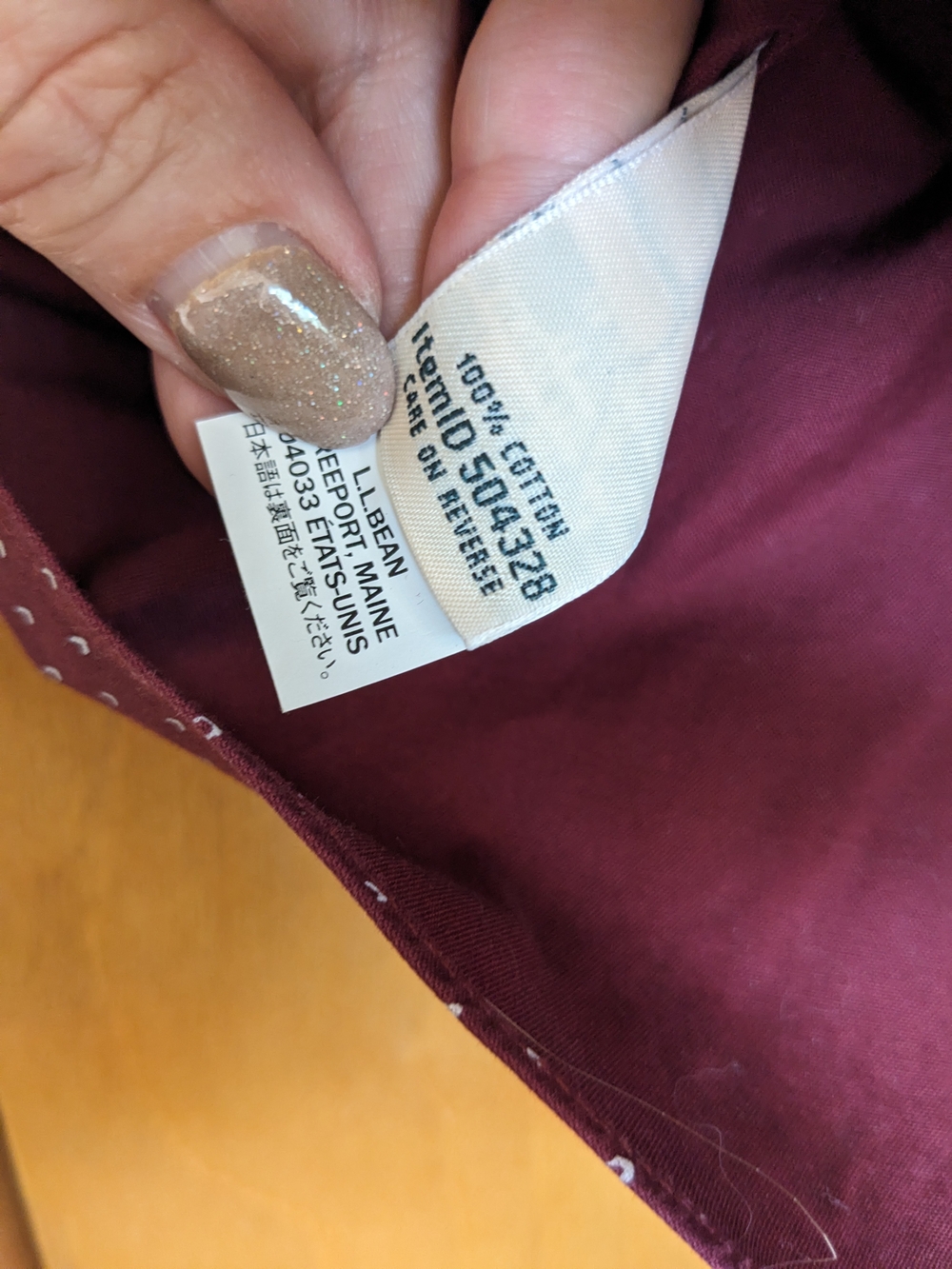 LL Bean Womens Wrinkle Free Button Down Shirt Burgundy Chevron Size Large Regula - Picture 5 of 9